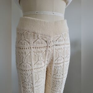 BNWT crochet straight leg pants in cream colour by Lost in Lunar